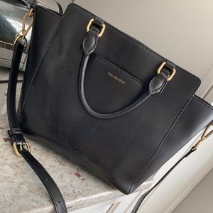 Black leather Vera Bradley handbag crossbody purse